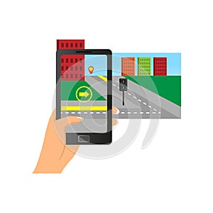 Augmented reality navigation using smartphone street city