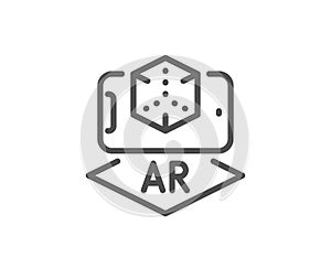 Augmented reality phone line icon. VR simulation sign. 3d cube. Vector