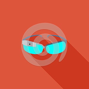Augmented reality smart glasses icon or illustration in flat style