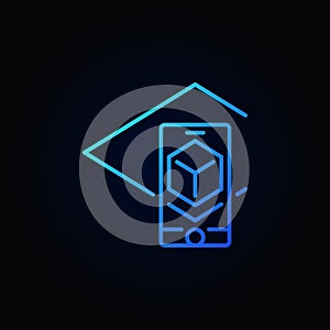 Augmented reality in smartphone blue icon. Vector AR sign