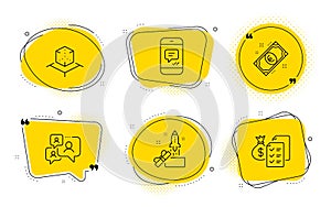 Augmented reality, Support chat and Euro money icons set. Message, Innovation and Accounting wealth signs. Vector