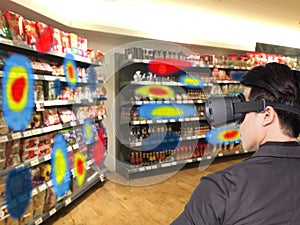 Augmented and virtual reality technology futuristic concept, Retailer use augmented combine virtual reality technology to find th