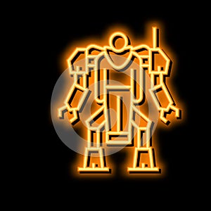 augmenting robot neon glow icon illustration