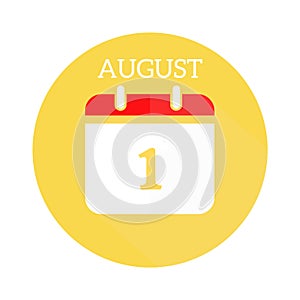 August 1 calendar flat icon