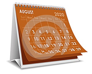 August 2020 calendar