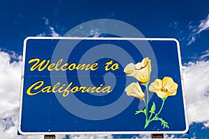 AUGUST 23, 2017 -Welcome to California, Interstate. Blythe, green