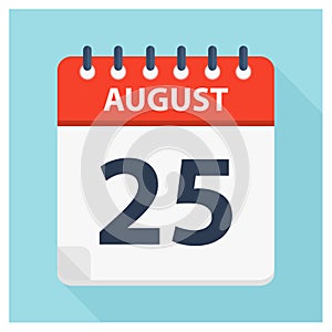 August 25 -  Calendar Icon - Calendar design template