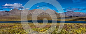 AUGUST 26, 2016 - Lakes of Central Alaskan Range - Route 8, Denali Highway, Alaska,a dirt road offers stunning views of Mnt. Hess