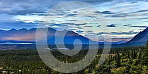 AUGUST 26, 2016 - Landscape views of Central Alaskan Range - Route 8, Denali Highway, Alaska,a dirt road offers stunning views of