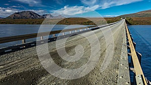 AUGUST 27, 2016 - Susitna River bridge offers views of Alaskan Range - Denali Highway, Route 8, Alaska