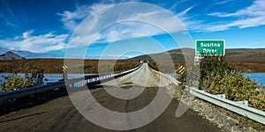 AUGUST 27, 2016 - Susitna River bridge offers views of Alaskan Range - Denali Highway, Route 8, Alaska