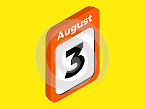 August 3- Calendar date icon vector illustration