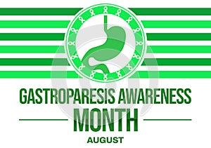 August is Gastroparesis awareness month, background design with ribbons and green typography photo