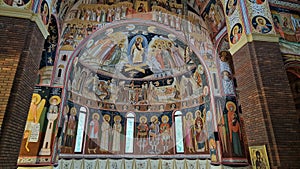 Interior of the New Royal Cathedral, in Curtea de Arges, Romania.