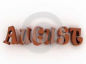 August sign with colour. 3d paper illustration.