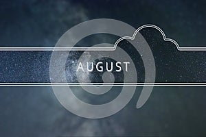 AUGUST word cloud Concept. Space background.