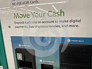 Coinstar machine in a retail store sign