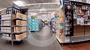 Walmart Supercenter retail store interior back aisle displays