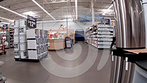 Walmart Supercenter retail store interior main aisle side