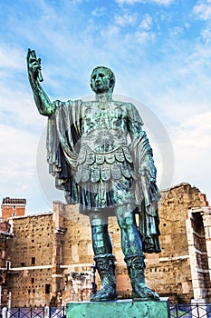 Augustus Caesar Statue Trajan Market Rome Italy