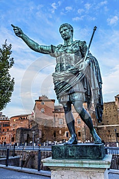 Augustus Caesar Statue Trajan Market Rome Italy