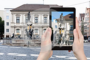 Augustus fountain on Rathausplatz in Augsburg city photo