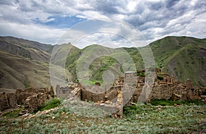 Aul - the ghost of Gra on the southern slope of the Samur ridge in Dagestan