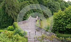 The Auld Brig at Alloway in Ayrshire from the Burns memorial gardens