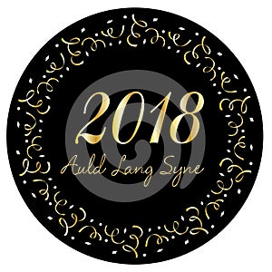 Auld Lang Syne 2018 in silver gold confetti frame photo
