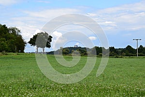 Aull, Germany - 08 02 2021: green Lahn valley with a view to Limburg