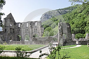 Abbey of Saint-Jean-d` Aulps in the Haute-Savoie, French Alps photo
