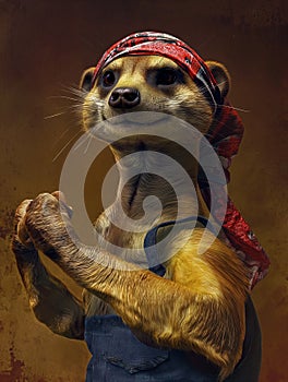 Aunique contemporary realist portrait of meerkat (Suricata suricatta). photo