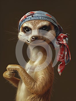 Aunique contemporary realist portrait of meerkat (Suricata suricatta). photo