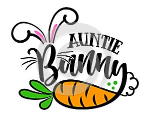 Auntie Bunny - Cute Easter bunny design funny hand drawn doodle, cartoon Easter rabbit.