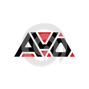 AUO triangle letter logo design with triangle shape. AUO triangle logo design monogram. AUO triangle vector logo template with red