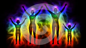 Aura and chakras - silhouette of family