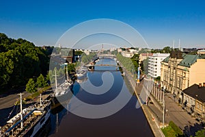 Aurajoki river, summer morning in Turku