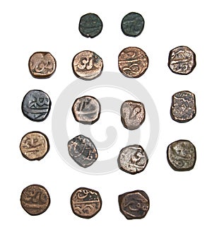 Aurangzeb Alamgir Copper Coins of  Surat Narnol Singhana Hyderabad Mints photo