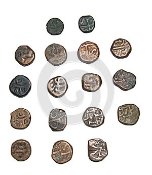 Aurangzeb Alamgir Copper Coins of  Surat Narnol Singhana Hyderabad Mints Reverse photo