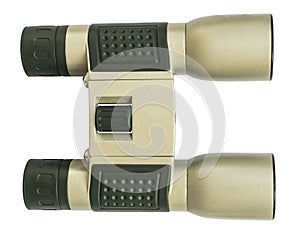 Aureate binoculars on white background photo