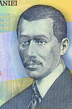 Aurel Vlaicu portrait from Romanian money photo