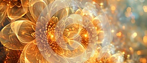 Auric Luminous Golden Flowers Abstract Elegance in Design