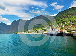 Aurland village. Aurlandsfjord, Norway