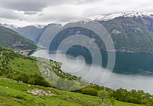 Aurlandsfjord seen from Stegastein Overlook, The West Norwegian