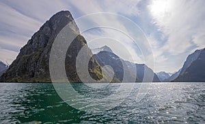 aurlandsfjord under blue cloudy sky in early summer