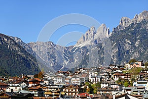 Auronzo di Cadore, beautiful tourist mountain town in the Dolomites