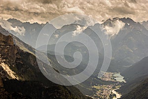 Auronzo and its valley, Dolomites, Italy.