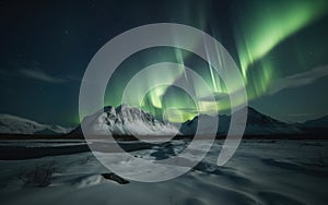 Aurora Above the Arctic Mountains