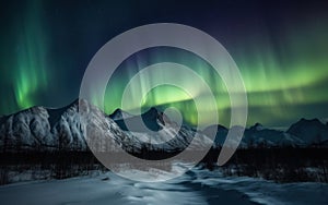 Aurora Above the Arctic Mountains