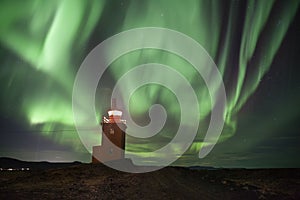 Aurora Borealis Above Lighthouse